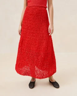 New Loeffler Randall Meredith Poppy Woven Ribbon Skirt Poppy /><noscript><img width=