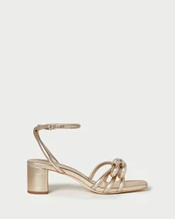 Discount Loeffler Randall Mikel Bow Mid-Heel Sandal Champagne