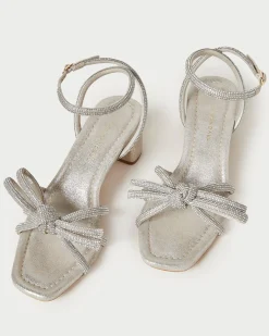 Discount Loeffler Randall Mikel Bow Mid-Heel Sandal Champagne