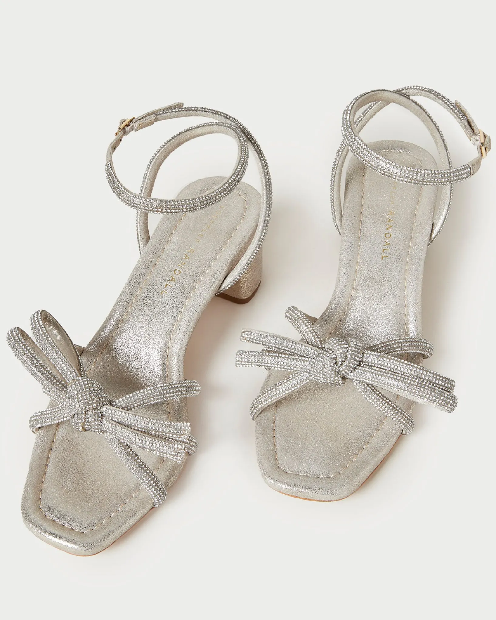 Discount Loeffler Randall Mikel Bow Mid-Heel Sandal Champagne