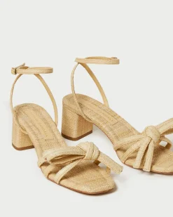 Discount Loeffler Randall Mikel Bow Mid-Heel Sandal Champagne