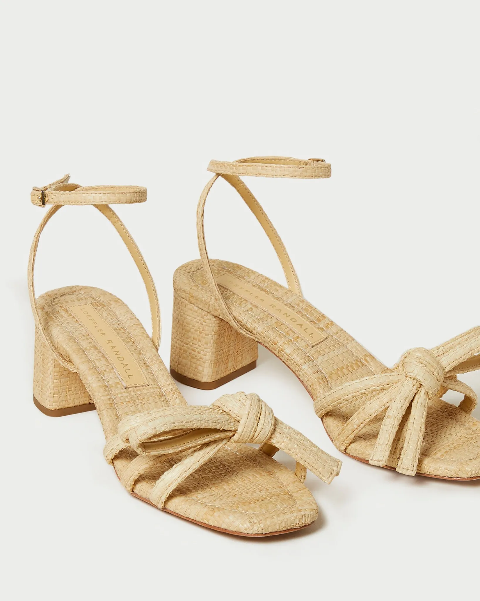 Discount Loeffler Randall Mikel Bow Mid-Heel Sandal Champagne