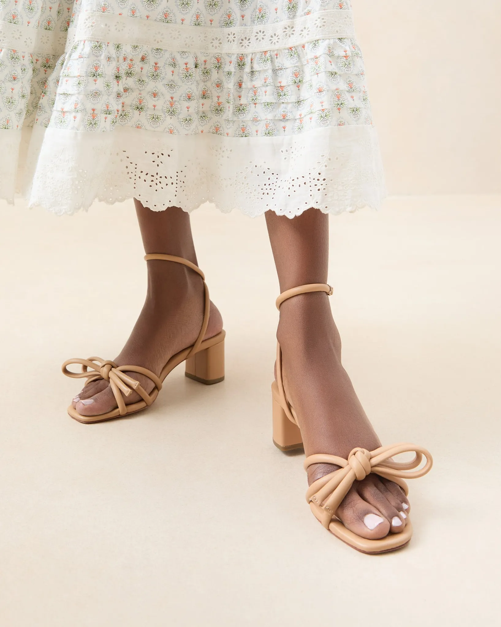 Discount Loeffler Randall Mikel Bow Mid-Heel Sandal Timber