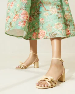 Discount Loeffler Randall Mikel Bow Mid-Heel Sandal Timber