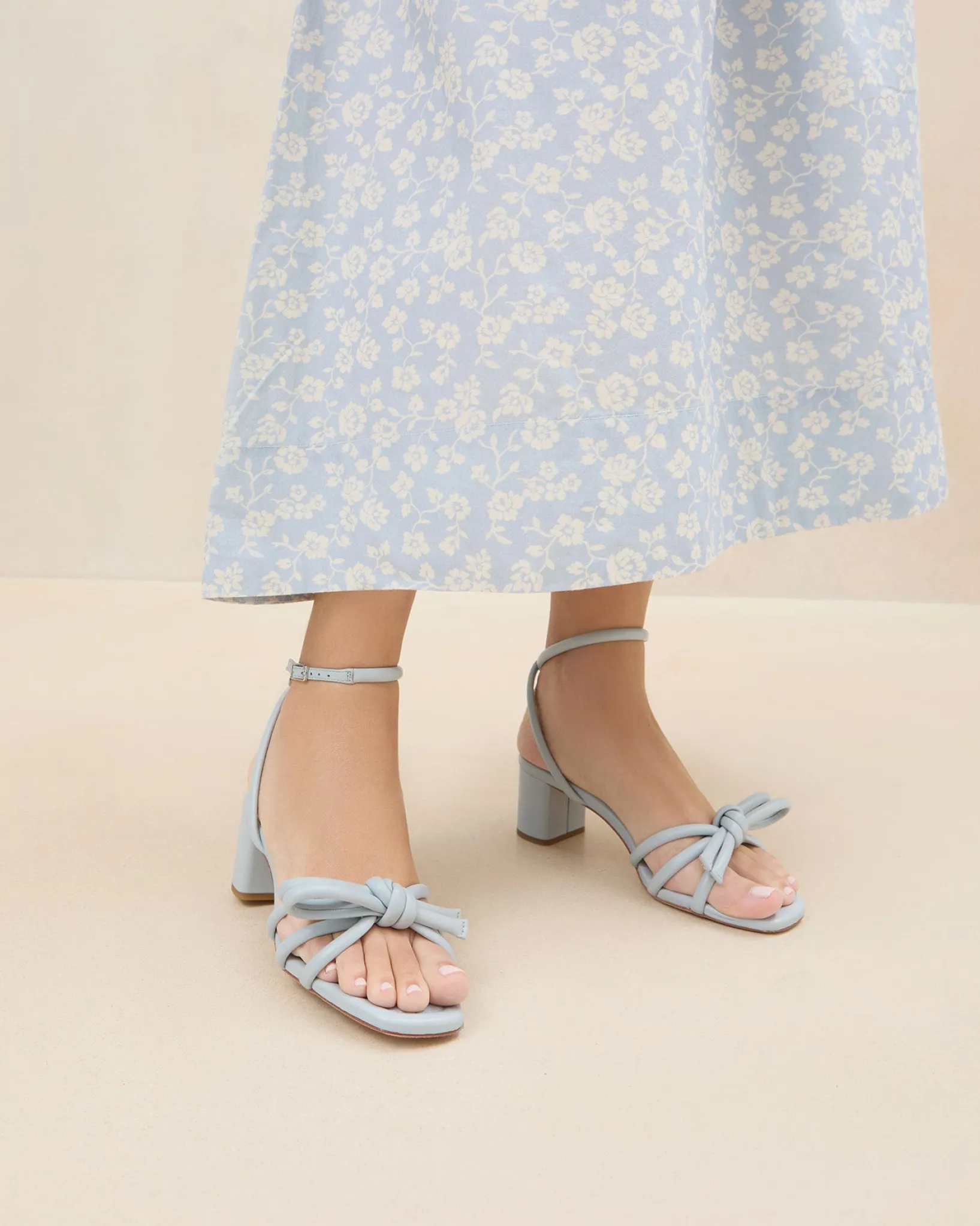 Loeffler Randall Mikel Bow Mid-Heel Sandal White
