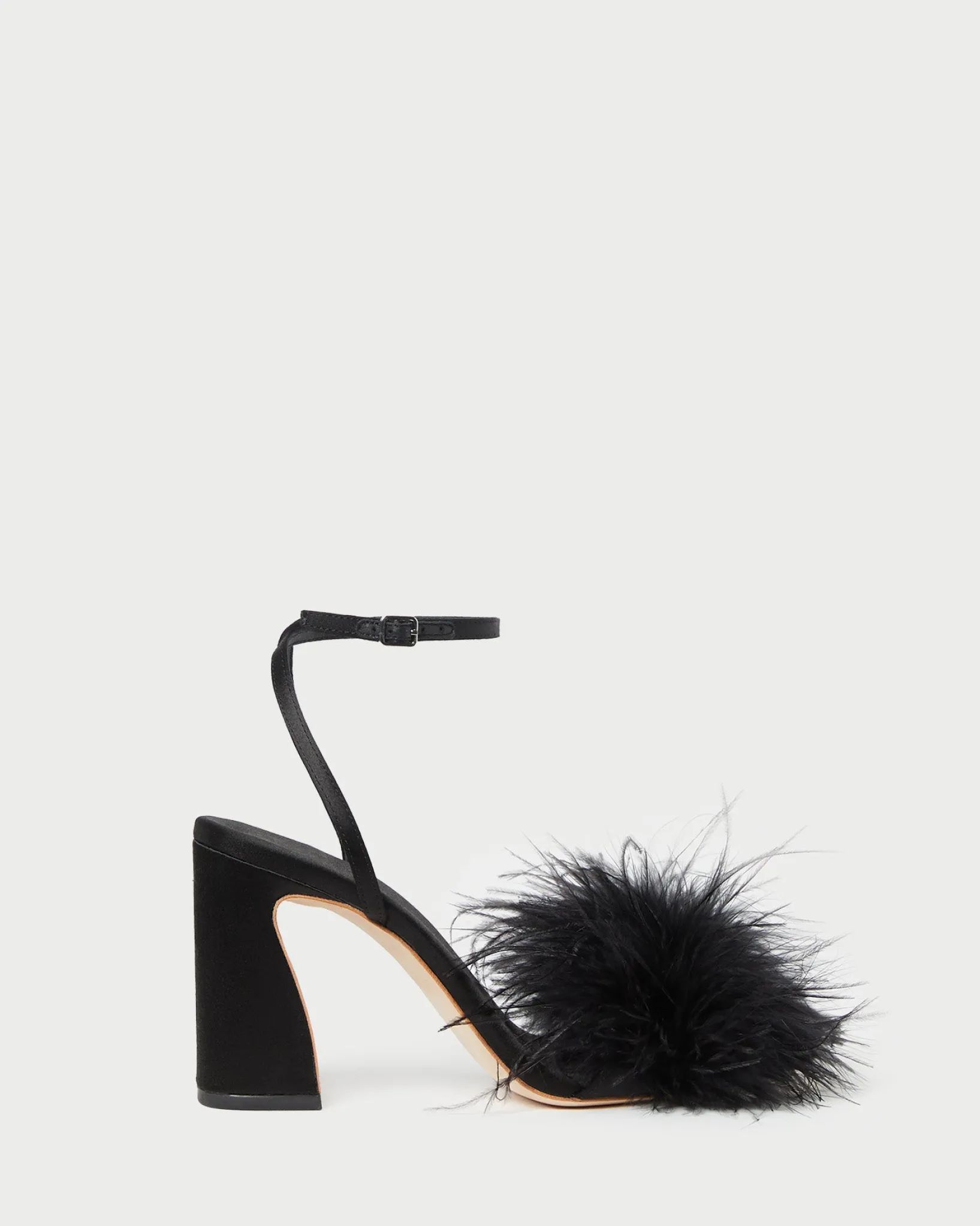 Clearance Loeffler Randall Minerva Black Satin/Feather Sandal Black />