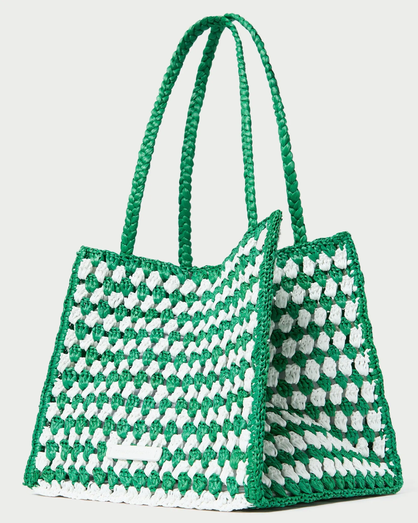 Sale Loeffler Randall Missy Blue/Cream Crochet Tote Cream/Blue
