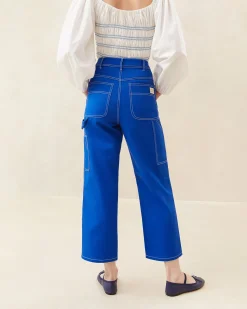 Outlet Loeffler Randall Molly Blue Denim Carpenter Pant Bright Blue /><noscript><img width=