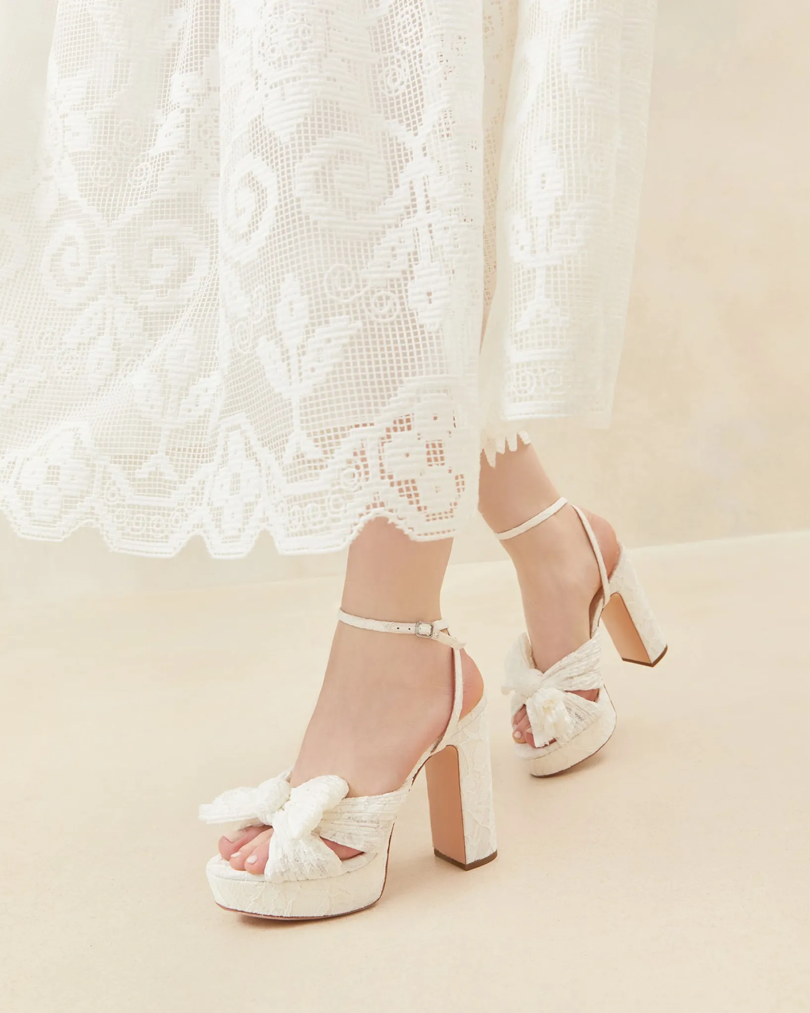 Clearance Loeffler Randall Natalia Platform Bow Heel Pearl