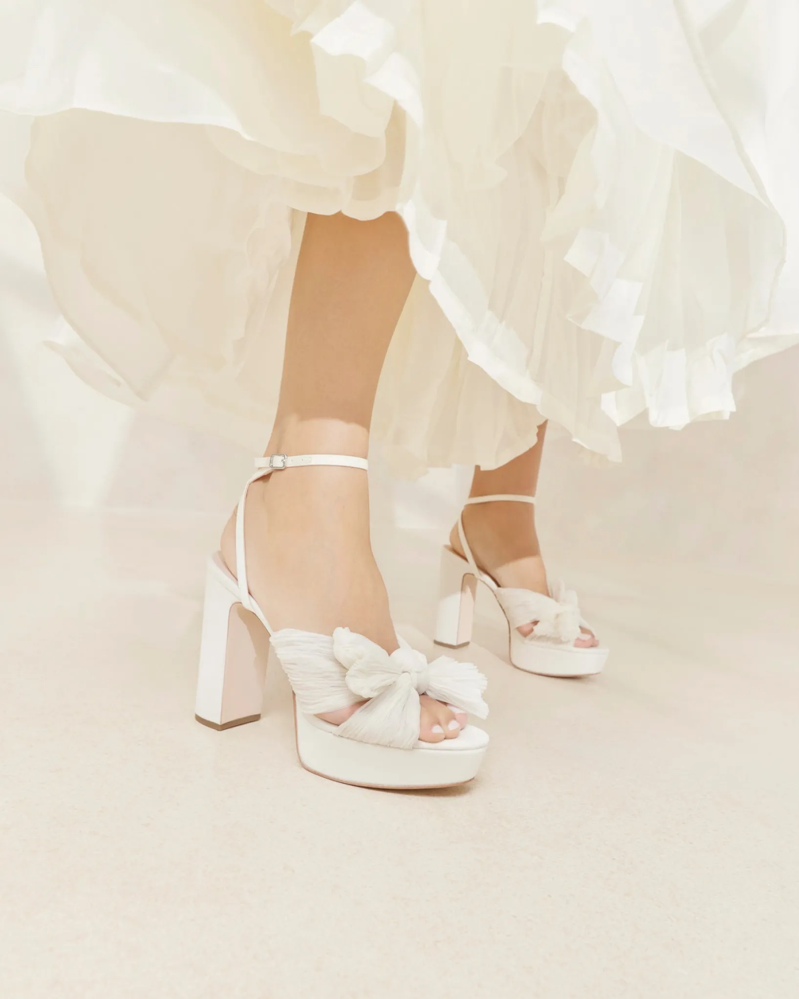 Best Loeffler Randall Natalia Platform Bow Heel Platinum