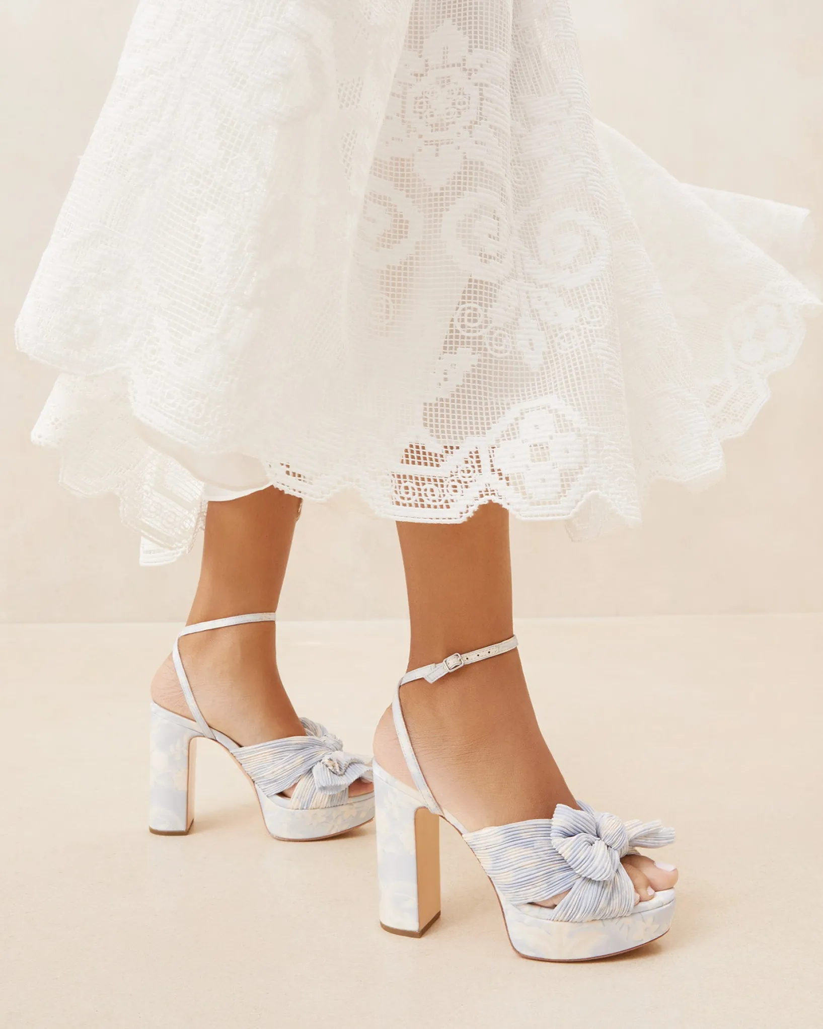 Best Loeffler Randall Natalia Platform Bow Heel Platinum