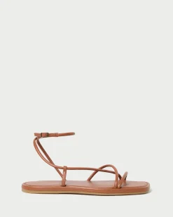 Outlet Loeffler Randall Noor Leather Flat Sandal Gold