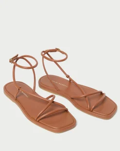 Outlet Loeffler Randall Noor Leather Flat Sandal Gold