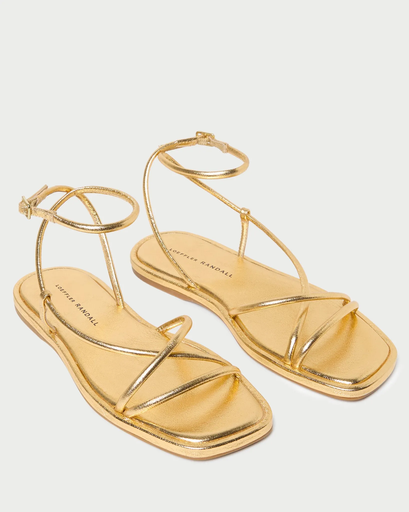 Outlet Loeffler Randall Noor Leather Flat Sandal Gold