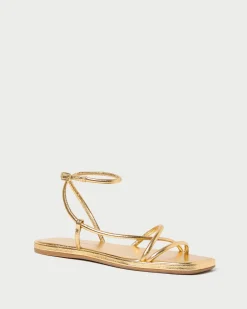 Sale Loeffler Randall Noor Leather Flat Sandal Timber