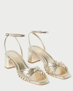 Loeffler Randall Olivia Knot Mid-Heel Sandal Champagne