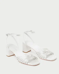 New Loeffler Randall Olivia Knot Mid-Heel Sandal Cream