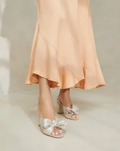 Discount Loeffler Randall Penny Pleated Bow Heel Champagne