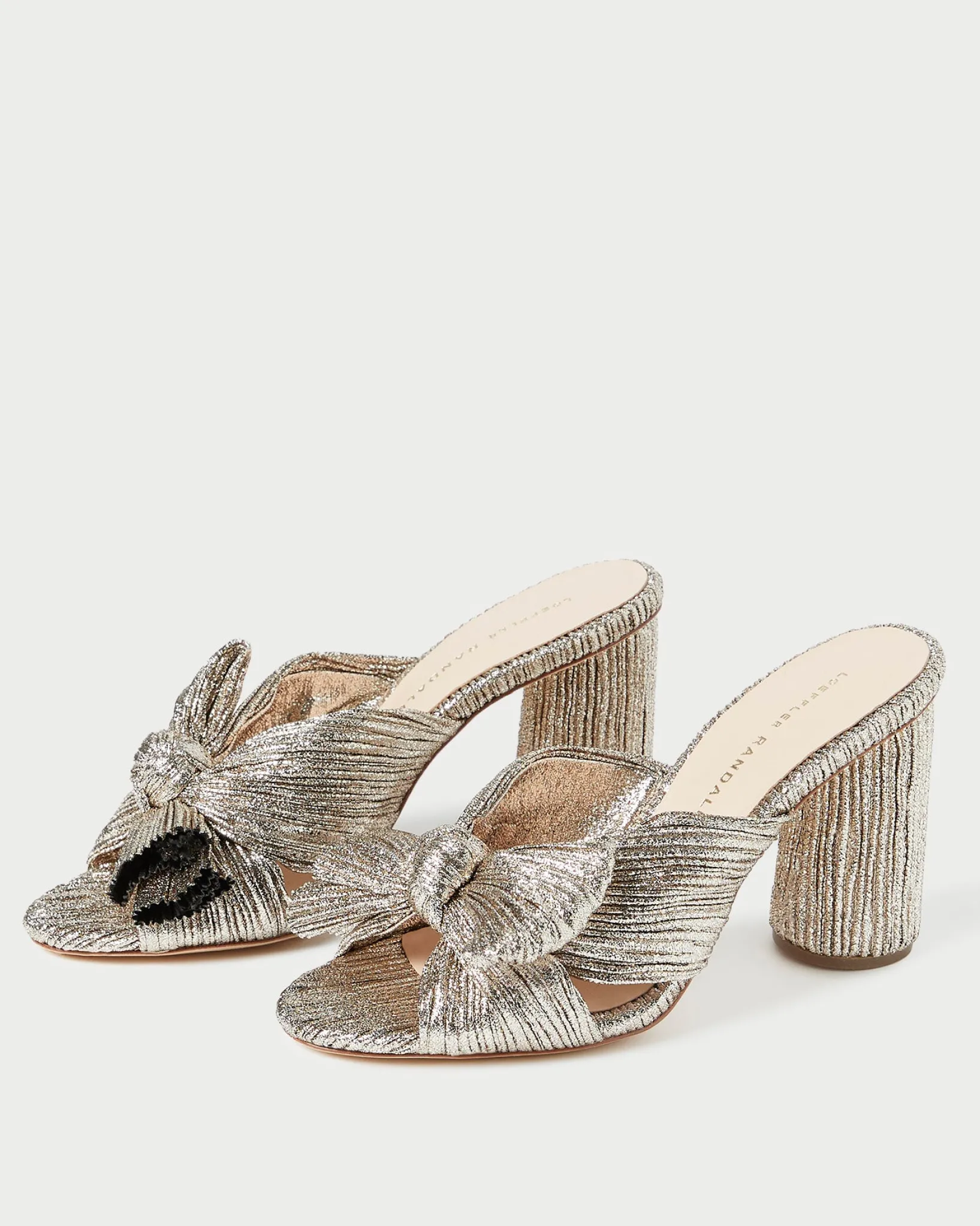 Clearance Loeffler Randall Penny Pleated Bow Heel Gold