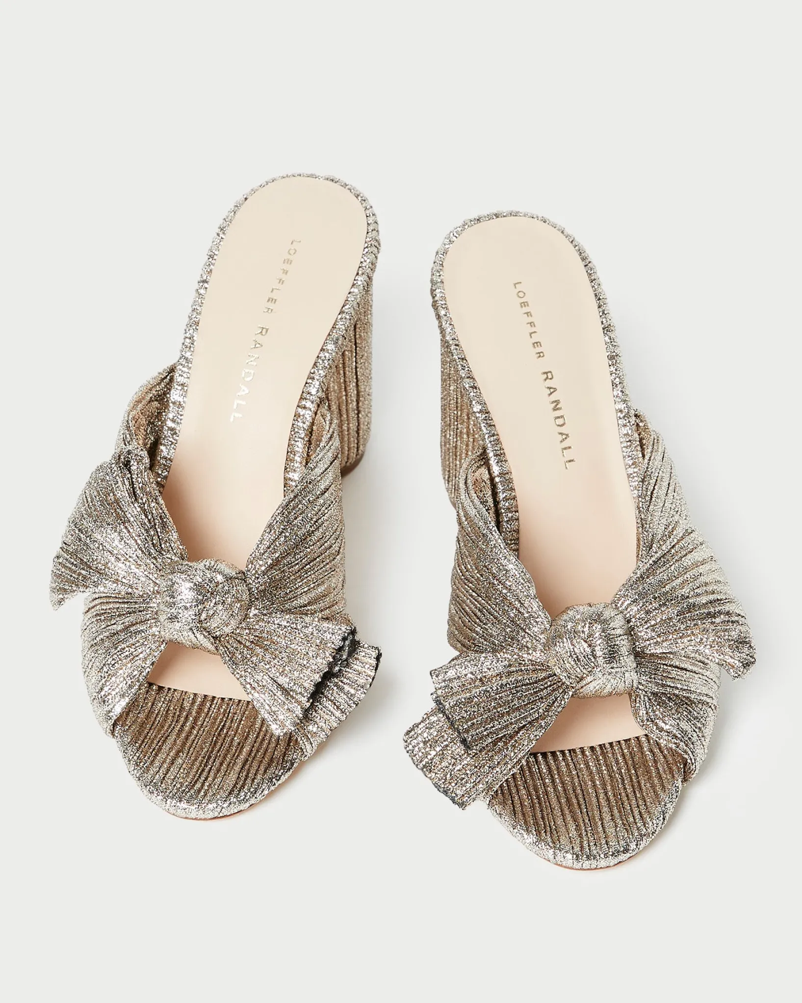 Clearance Loeffler Randall Penny Pleated Bow Heel Gold
