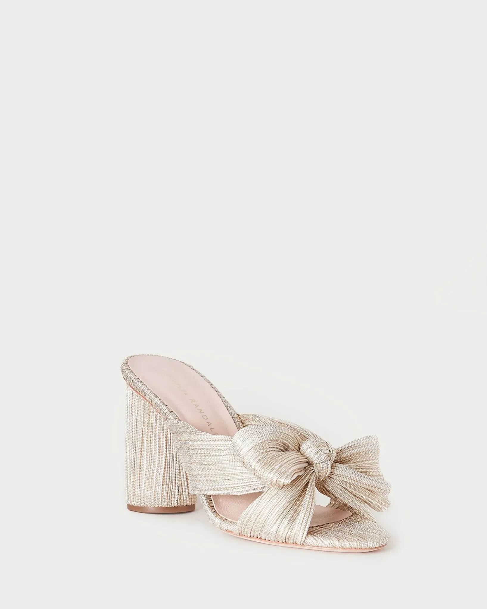 Clearance Loeffler Randall Penny Pleated Bow Heel Gold