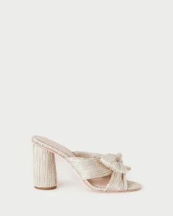 Clearance Loeffler Randall Penny Pleated Bow Heel Gold