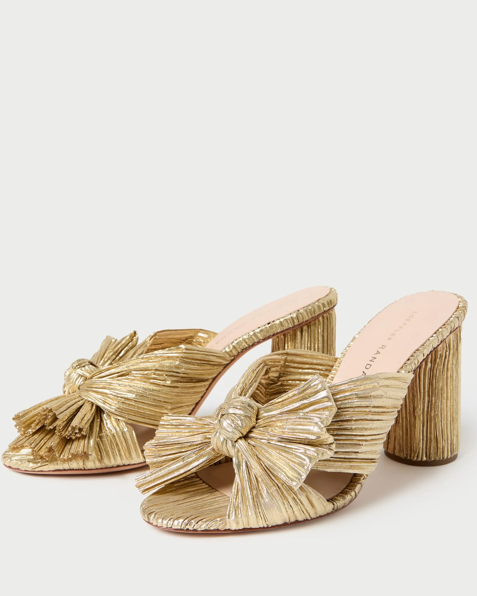 Clearance Loeffler Randall Penny Pleated Bow Heel Gold