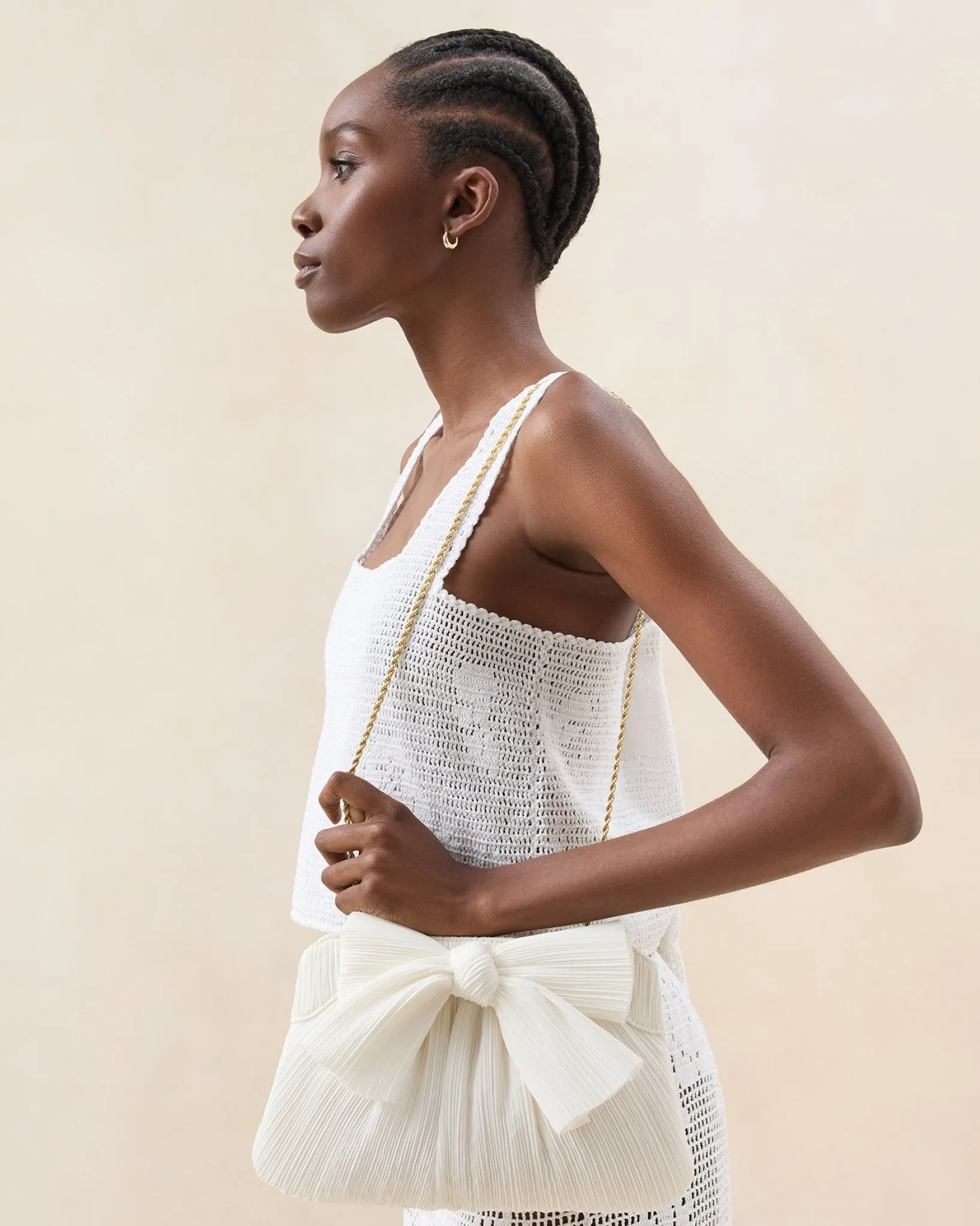 Loeffler Randall Rayne Bow Clutch Pearl