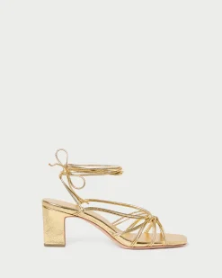 Loeffler Randall Ryder Leather Heeled Sandal Gold
