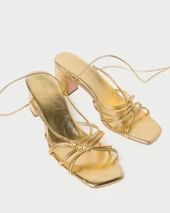Loeffler Randall Ryder Leather Heeled Sandal Gold