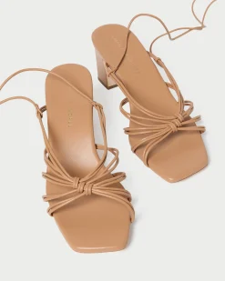Loeffler Randall Ryder Leather Heeled Sandal Gold
