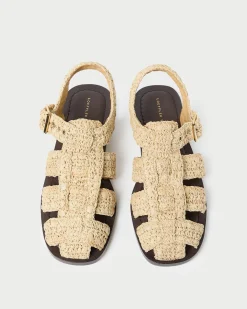 Loeffler Randall Sawyer Natural Crochet Caged Sandal Natural/Brown
