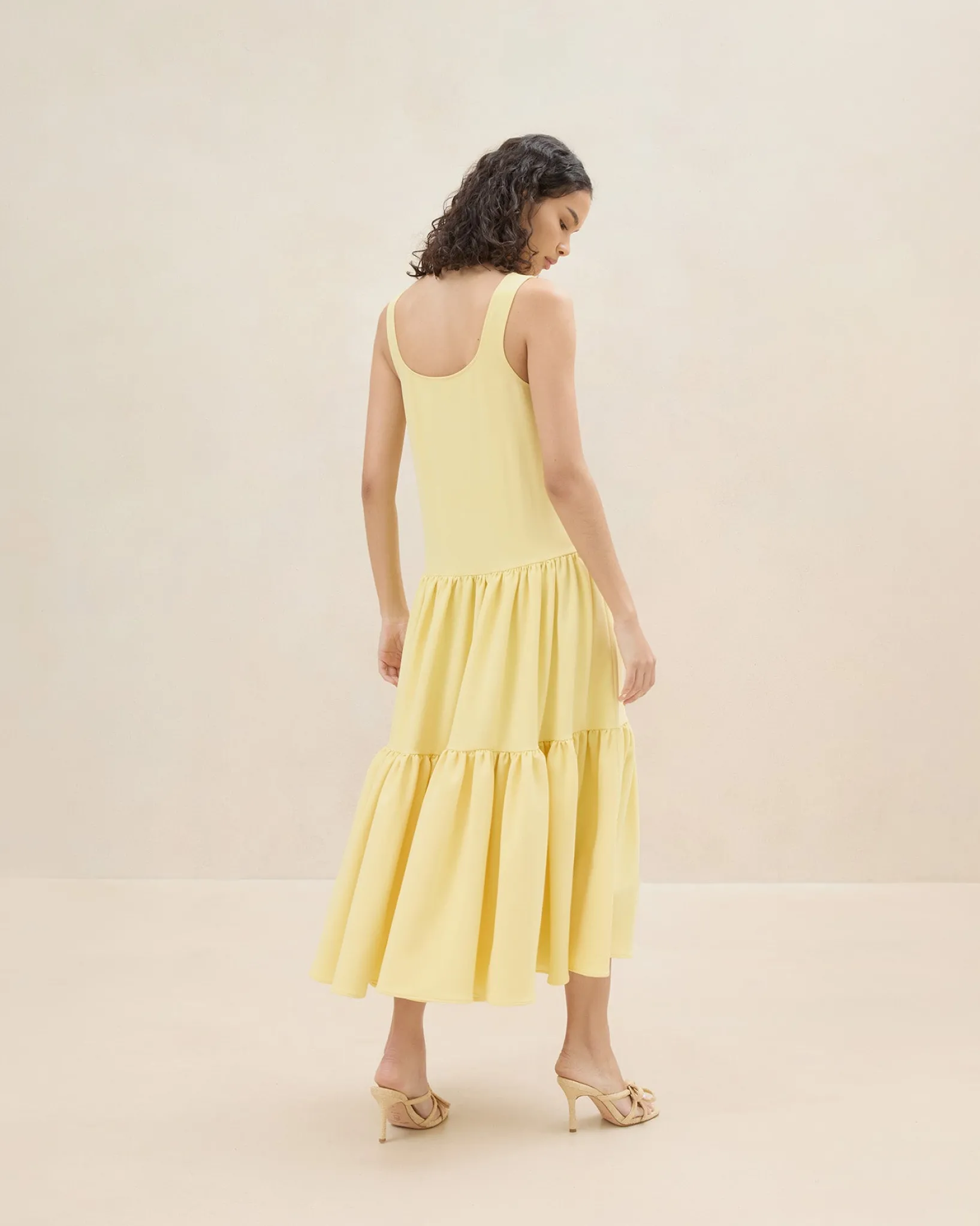 Outlet Loeffler Randall Soren Yellow Tiered Sleeveless Dress Soft Yellow />