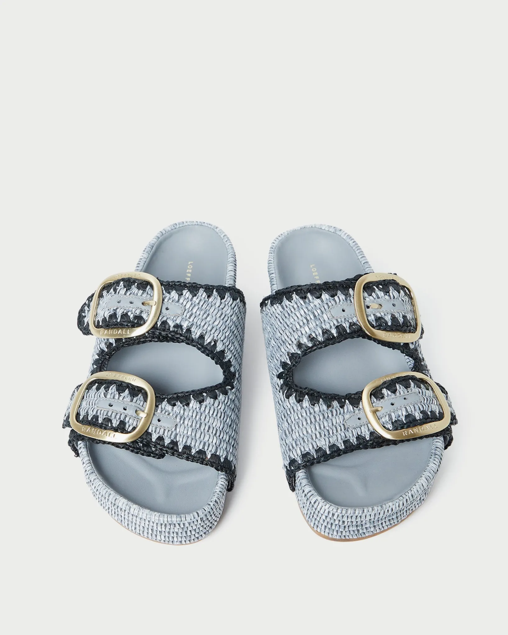 Clearance Loeffler Randall Theo Blue Raffia Footbed Sandal Light Blue/Black