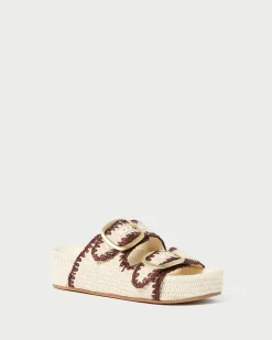 Clearance Loeffler Randall Theo Blue Raffia Footbed Sandal Light Blue/Black