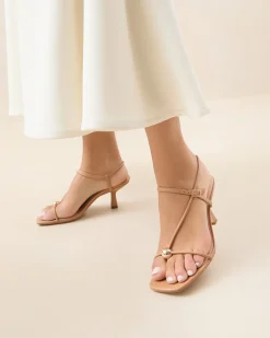 Loeffler Randall Triana Dune Leather Mid-Heel Sandal Dune /><noscript><img width=
