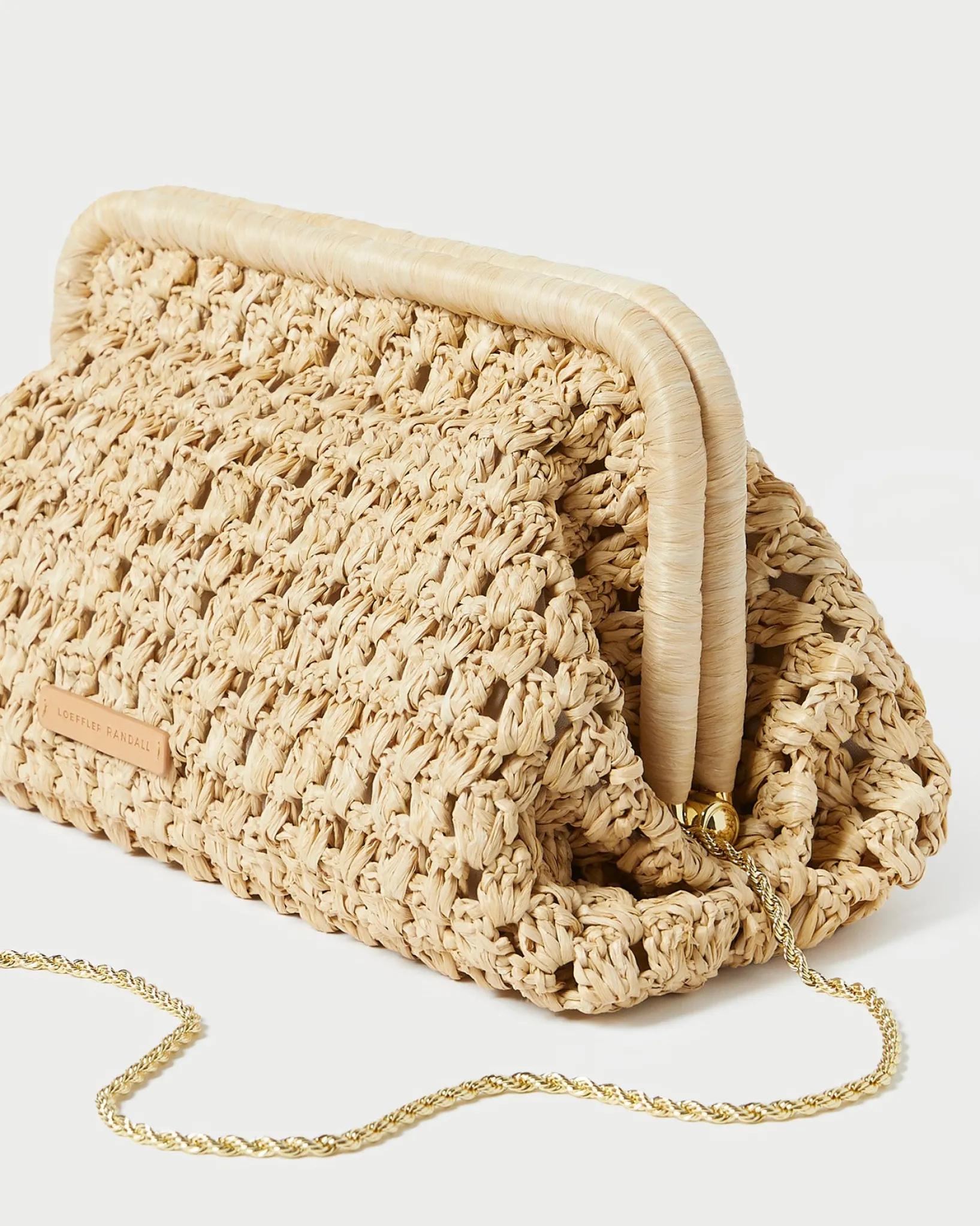 New Loeffler Randall Trudie Blue Crochet Frame Clutch Light Blue