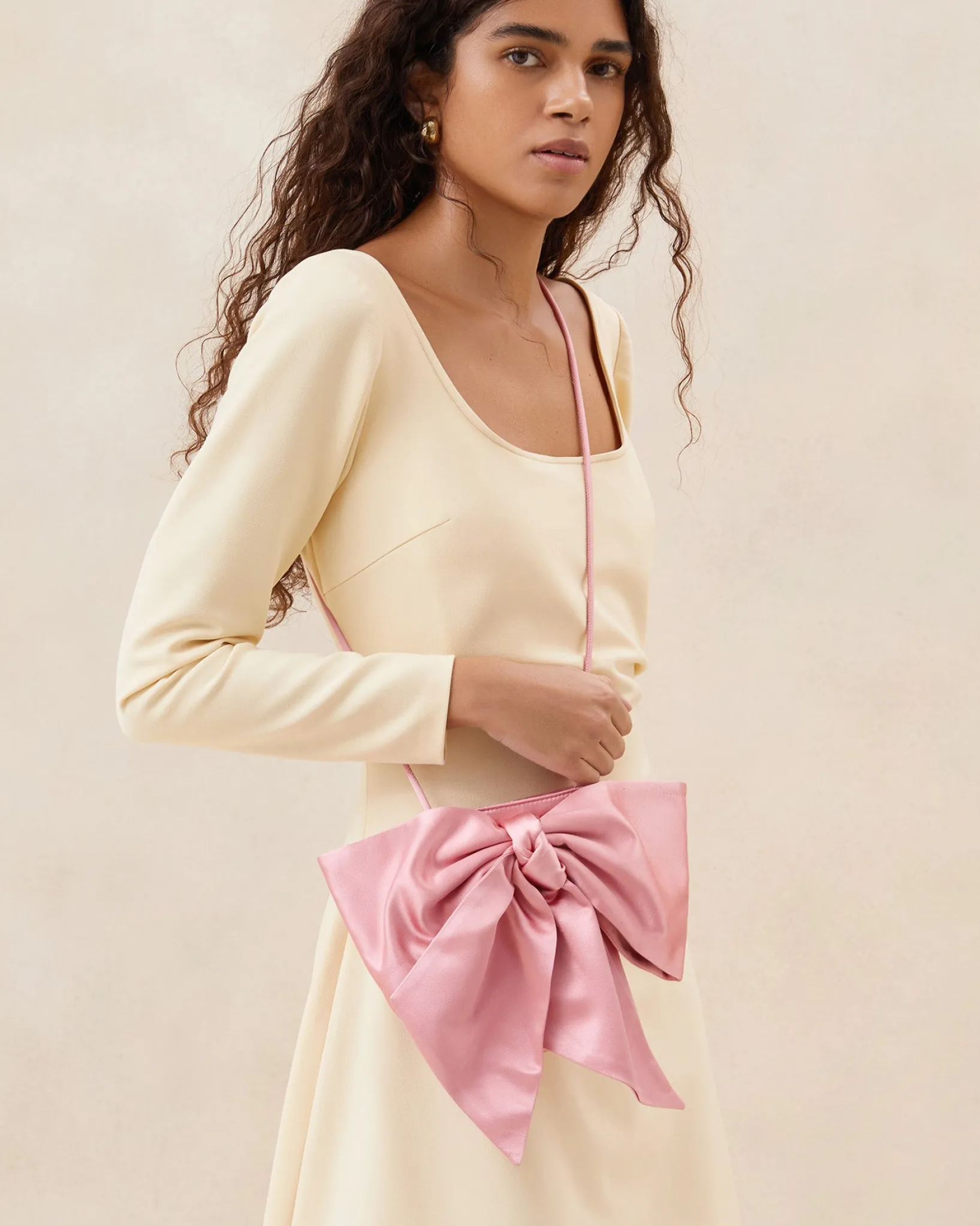 Online Loeffler Randall Violet Satin Bow Crossbody Cream