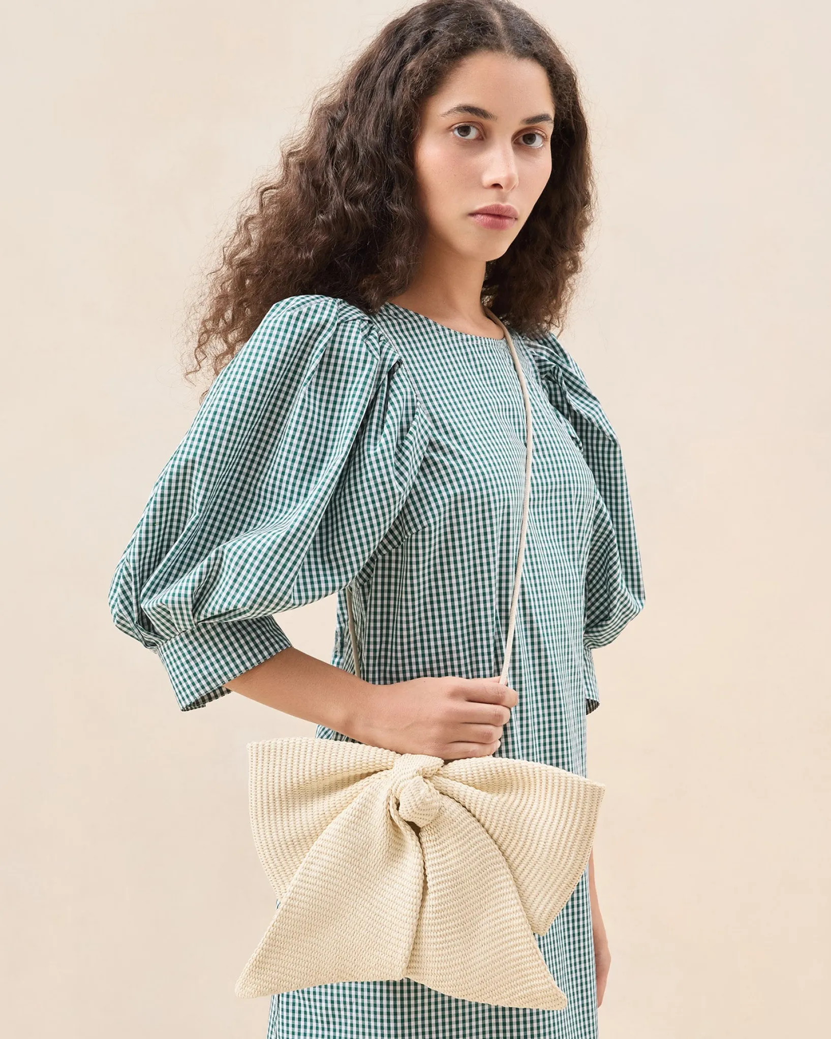 Hot Loeffler Randall Violet Bow Crossbody Cream Woven